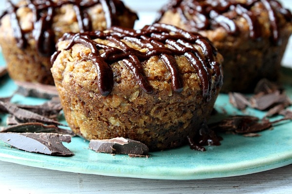 Dark Chocolate Oatmeal Cookie Cupcakes  on a green plate