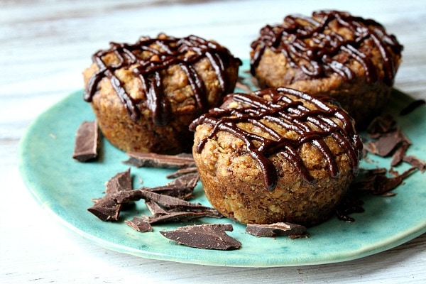 Dark Chocolate Oatmeal Cookie Cupcakes on a green plate