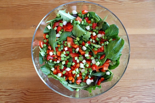 Easy Gourmet Salad recipe from RecipeGirl.com #easy #gourmet #salad #recipe #RecipeGirl Preparing Easy Gourmet Salad