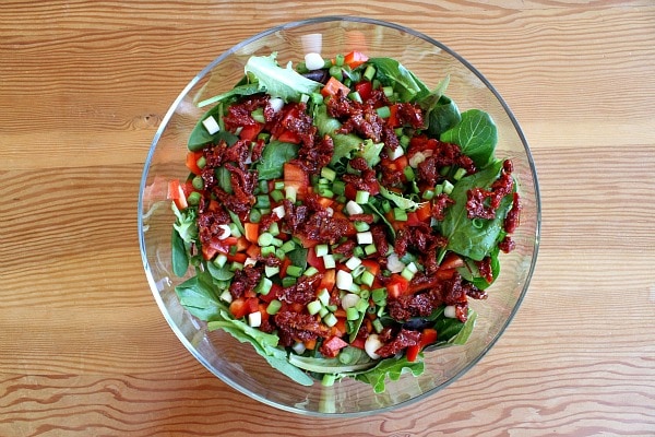 Easy Gourmet Salad recipe from RecipeGirl.com #easy #gourmet #salad #recipe #RecipeGirl Preparing Easy Gourmet Salad