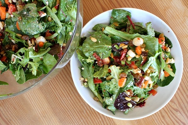 Easy Gourmet Salad recipe from RecipeGirl.com #easy #gourmet #salad #recipe #RecipeGirl serving Easy Gourmet Salad