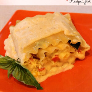 pinterest pin for roasted vegetable lasagna roll ups