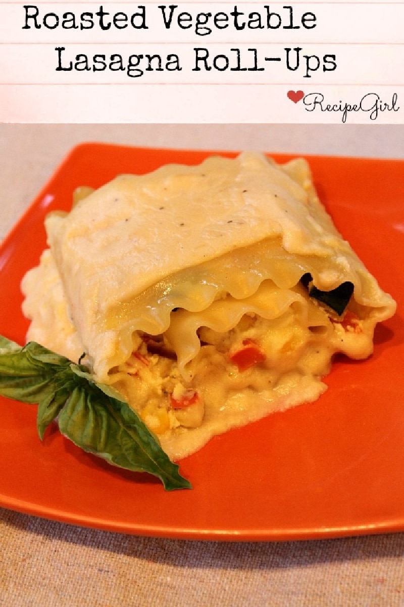 roasted vegetable lasagna roll up