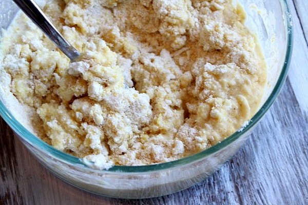 Batter for cobbler in a bowl