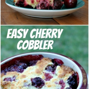 pinterest collage image for easy cherry cobbler