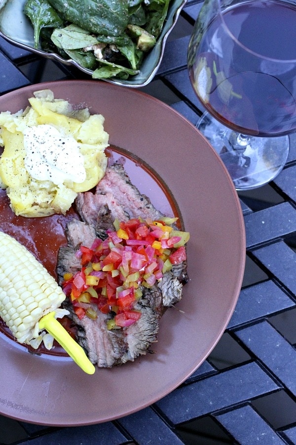 Grilled Flank Steak with Tomato Pepper Salsa