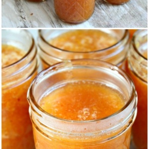 pinterest collage image for peach freezer jam