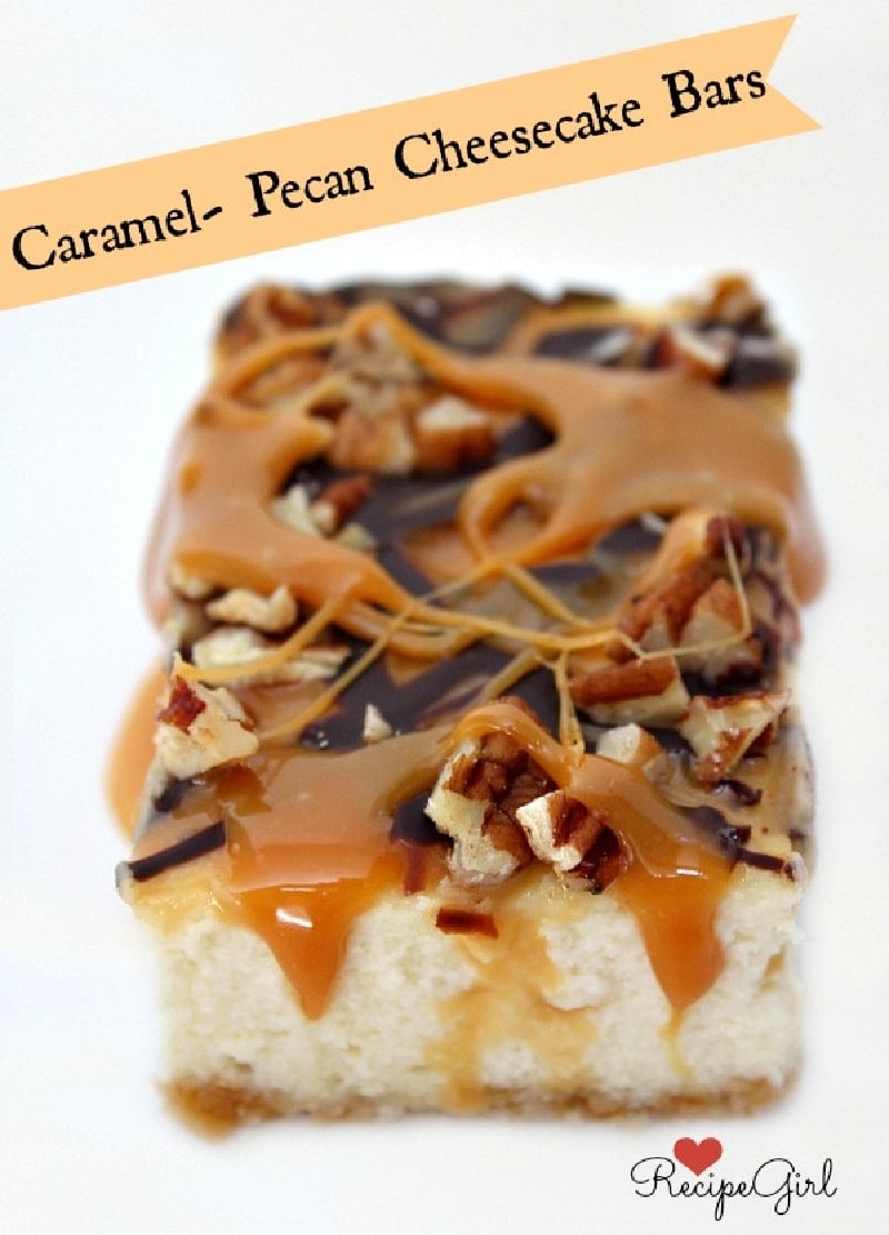 caramel pecan cheesecake bars