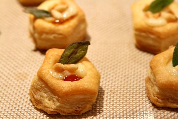 Apricot Brie Bites with Fried Sage 