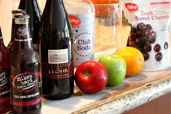 Ingredients displayed for making Halloween Sangria 