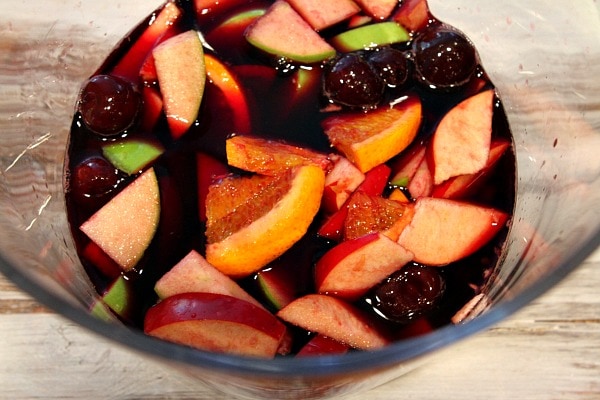 Halloween Sangria  in a punch bowl