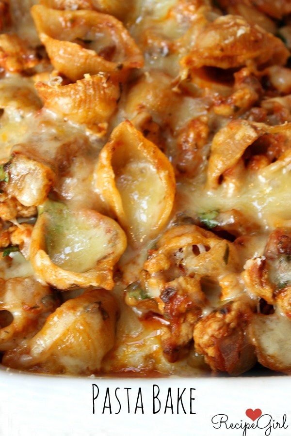 Pasta Bake - Baked Pasta with ground turkey and cheese