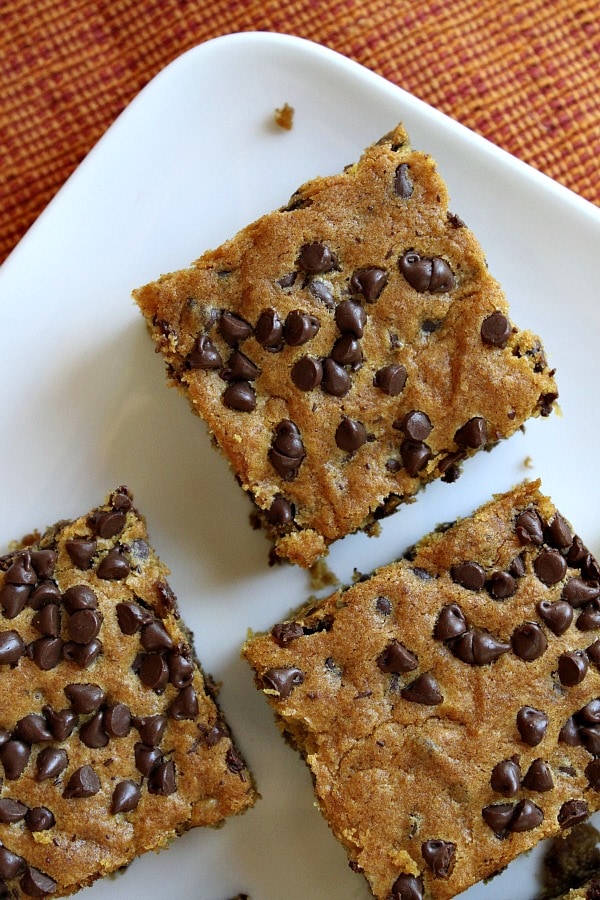 Pumpkin- Chocolate Chip Squares - RecipeGirl.com