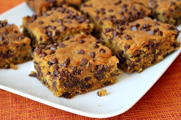 Pumpkin- Chocolate Chip Squares - RecipeGirl