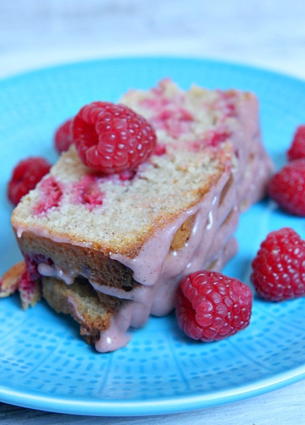 Raspberry Cinnamon Loaf Cake #recipe - RecipeGirl.com