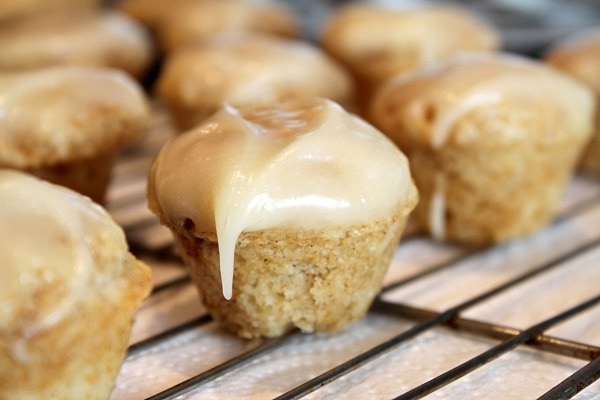 Cinnamon Roll Muffins on a cooling rack