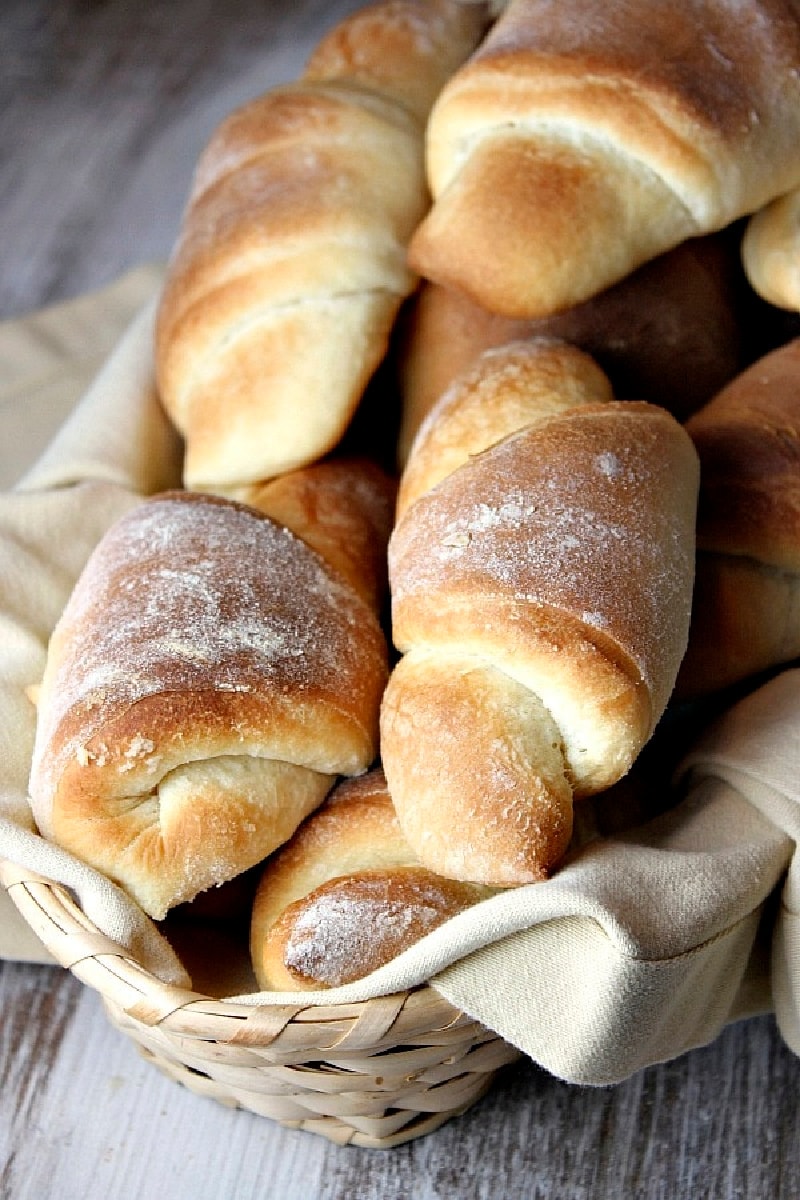 crescent dinner rolls in a basket