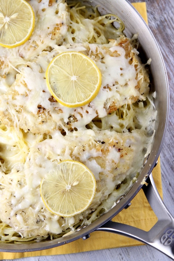 Lemon Chicken Parmesan in a Skillet