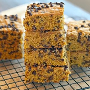 stack of chocolate chip pumpkin squares