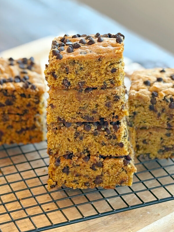 stack of chocolate chip pumpkin squares