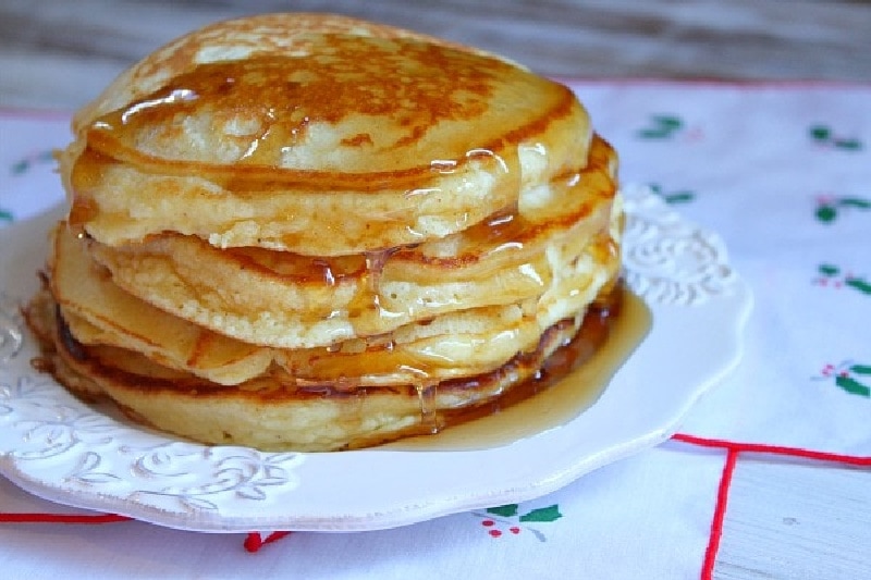 pancakes in a stack on a plate