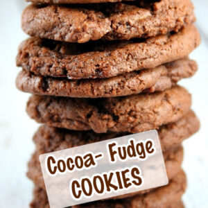 pinterest image for cocoa fudge cookies