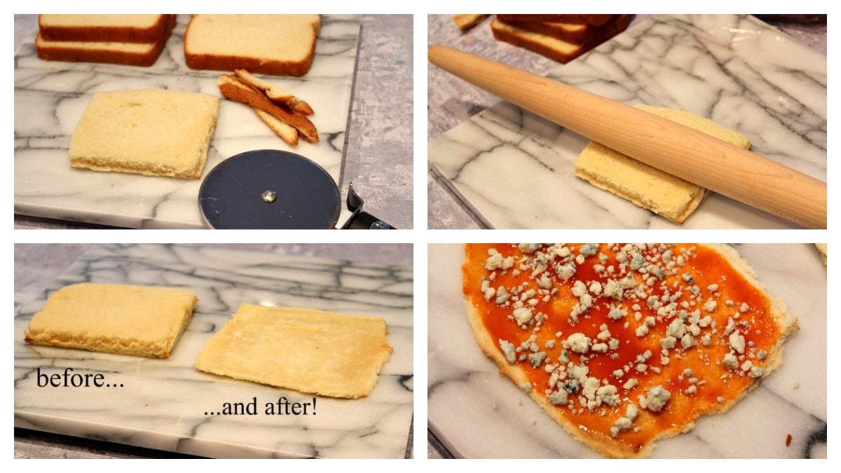 collage showing how to make blue cheese buffalo bites
