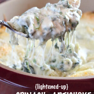 pinterest image for spinach artichoke dip