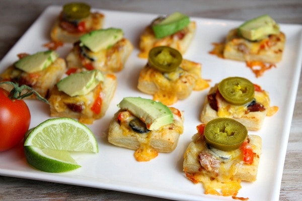 Puff Pastry Nachos on a platter