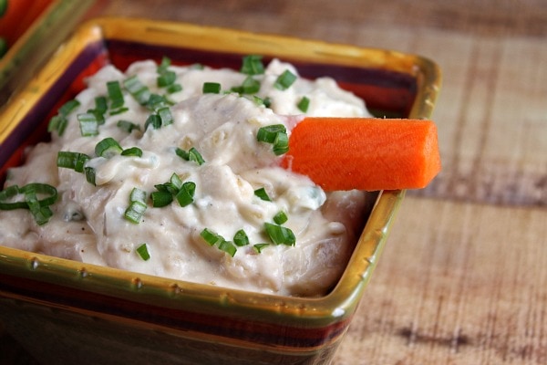Triple Onion Dip with carrots