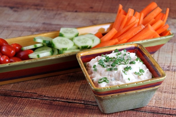 Triple Onion Dip served with vegetables