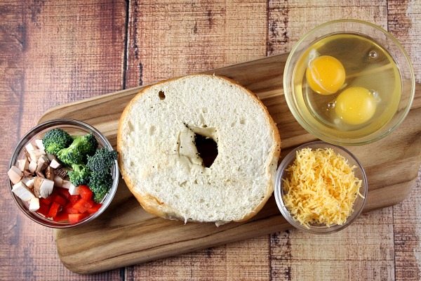 Ingredients for a Bagel Quiche 