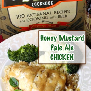 pinterest image for honey mustard pale ale chicken