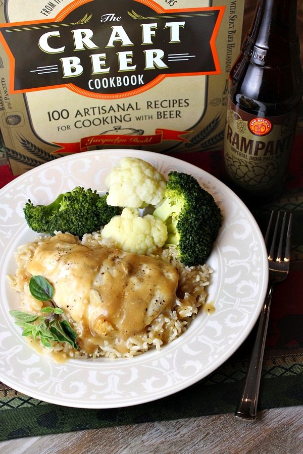 Honey Mustard Pale Ale Chicken on a plate with beer cookbook displayed