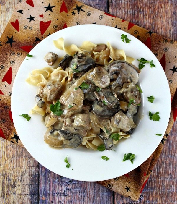 Slow Cooker Lamb Stroganoff recipe from RecipeGirl.com Slow Cooker Lamb Stroganoff in bowl