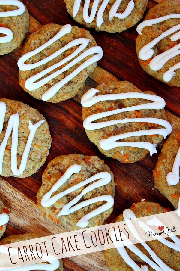 Carrot Cake Cookies Drizzled with Cream Cheese Frosting