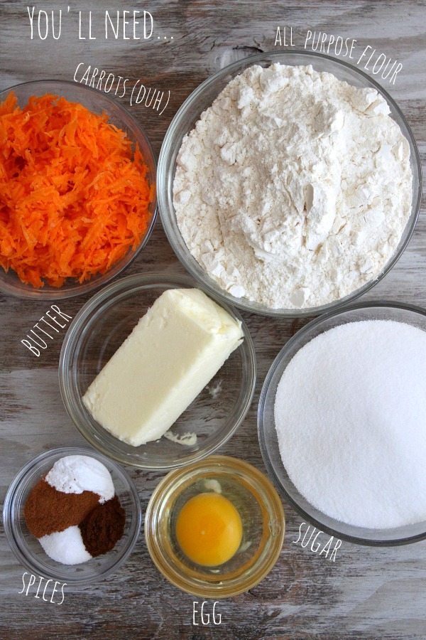 Carrot Cake Cookies ingredients displayed in bowl