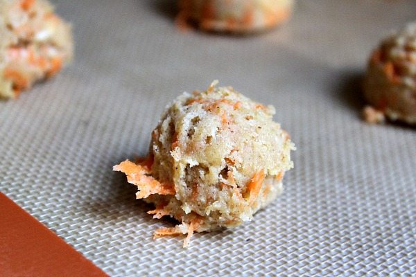 Carrot Cake Cookie dough on baking sheet