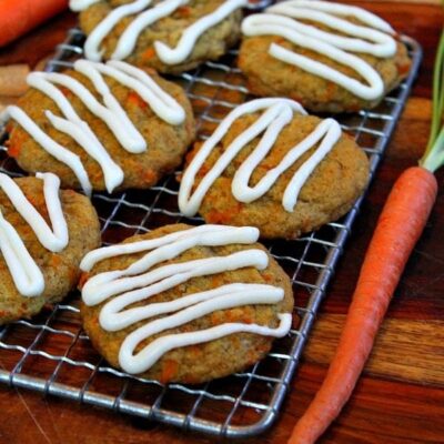 carrot cake cookies on rack
