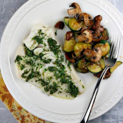 Herb Topped Fish on a plate