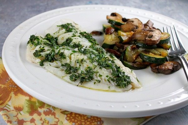 Herb Topped Fish Baked in Parchment recipe from RecipeGirl.com