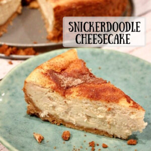 pinterest image for snickerdoodle cheesecake
