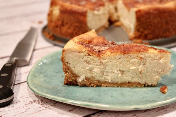 Snickerdoodle Cheesecake slice on plate