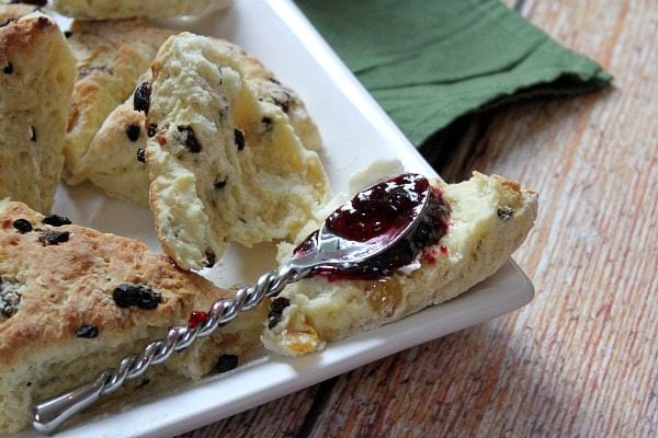 Spotted Dog Scones with Jam