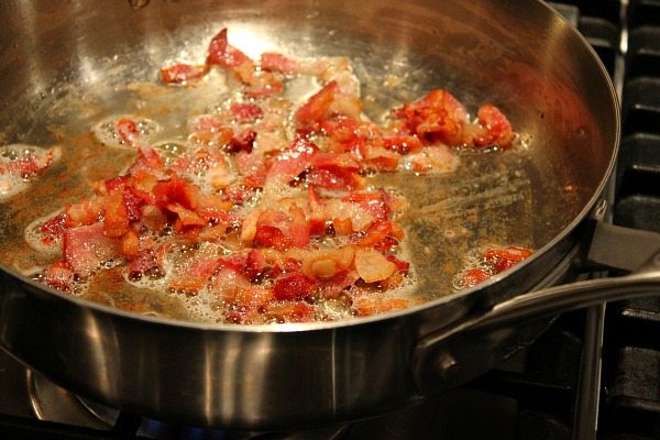 bacon frying in pan