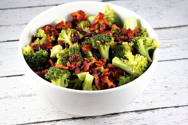 Broccoli with Hot Bacon Dressing in a bowl