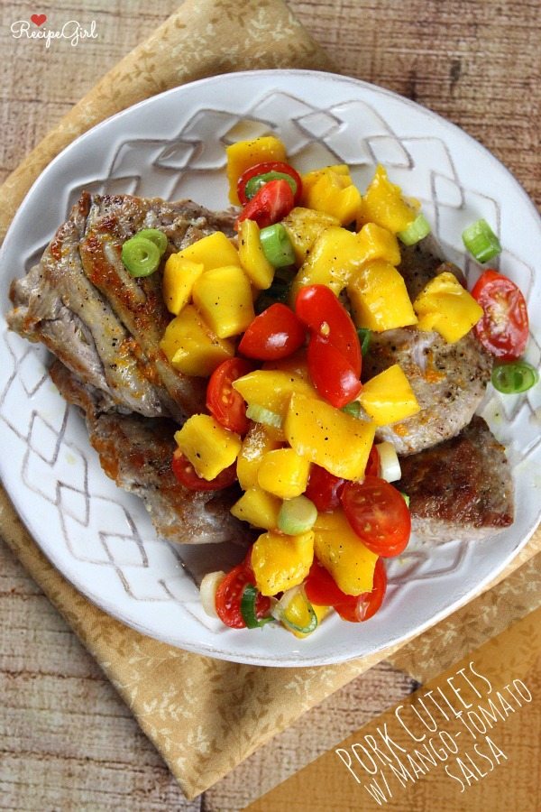 Orange Ginger Pork Cutlets with Mango Tomato Salsa 