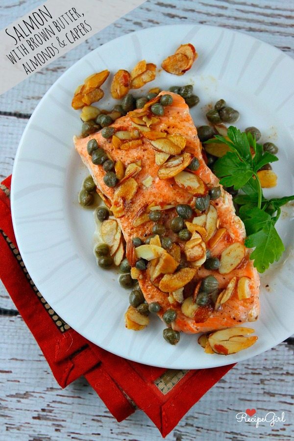 Salmon with Brown Butter, Almonds and Capers recipe from RecipeGirl.com