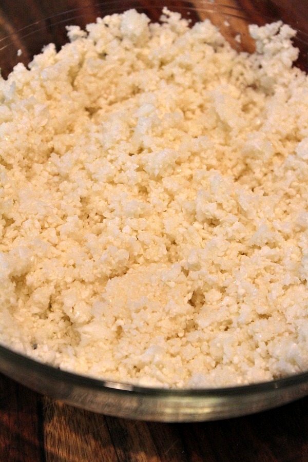 cauliflower crumbles in a bowl