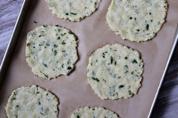 forming cauliflower tortillas on parchment paper